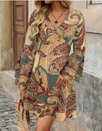 V-neck Long Sleeve Women's Dress