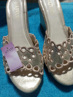 WOMEN'S NEW AJVANI SLIP ON GOLD SHINNY SHOES (5UK)