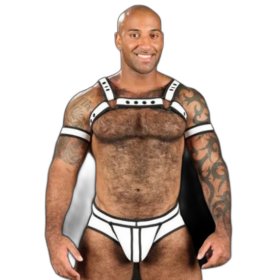 Mr S Leather Neoprene Bulldog Harness | White