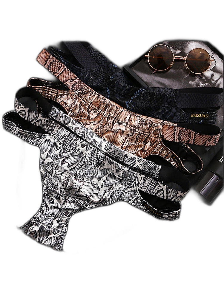2-pack Men's Snake Print Hollow Briefs