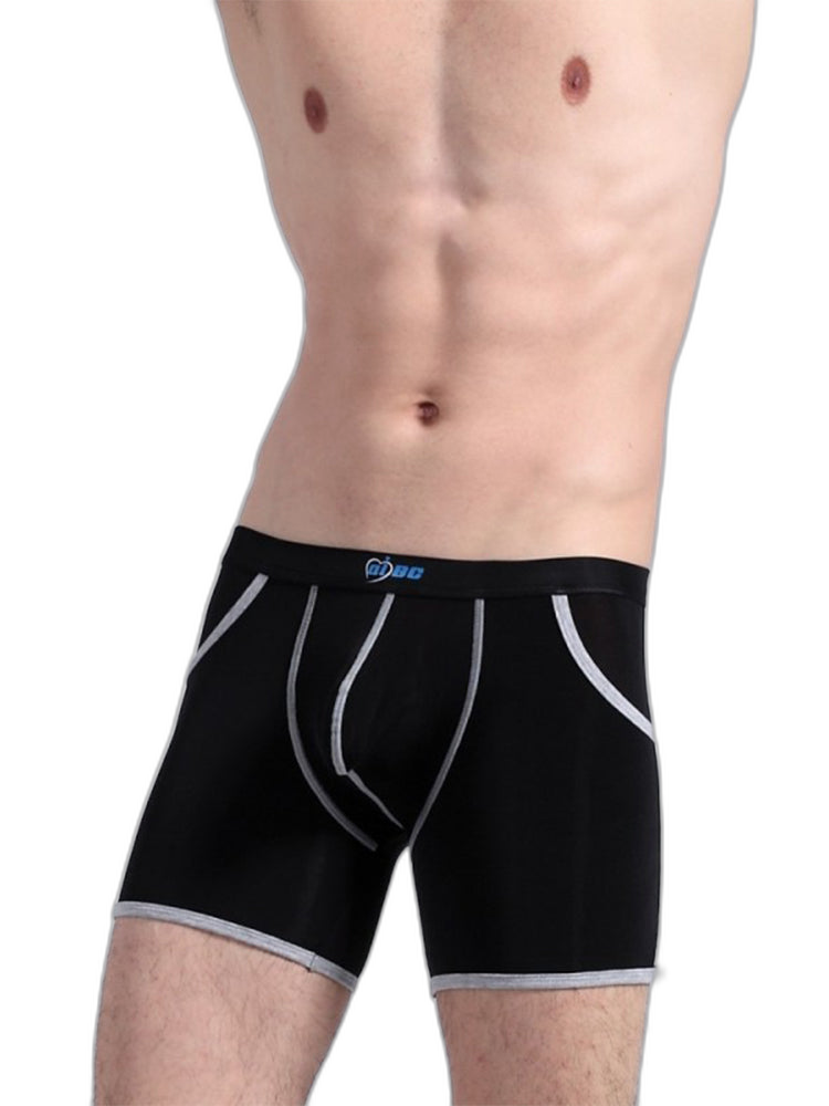 3 Pack Men's Long Leg Boxer Briefs Made of Ultra-Thin Ice Silk with Anti-Wear Elastic