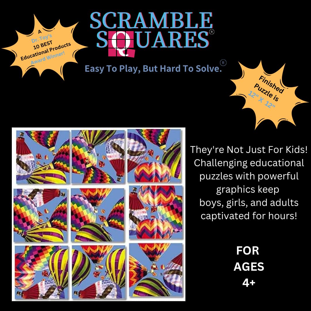 B.Dazzle Hot Air Balloons 9-Piece Puzzle – Scramble Square Challenge