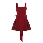 Luxurious Open-back Patchwork Bow-knot Vest Dressstylish High-waisted Figure-hugging A-line Mini Skirt