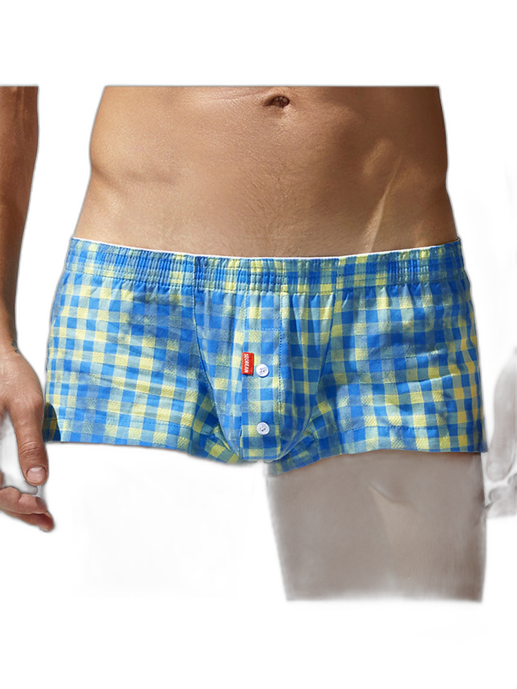 Men's Low-Rise Plaid Sexy Pouch Boxers