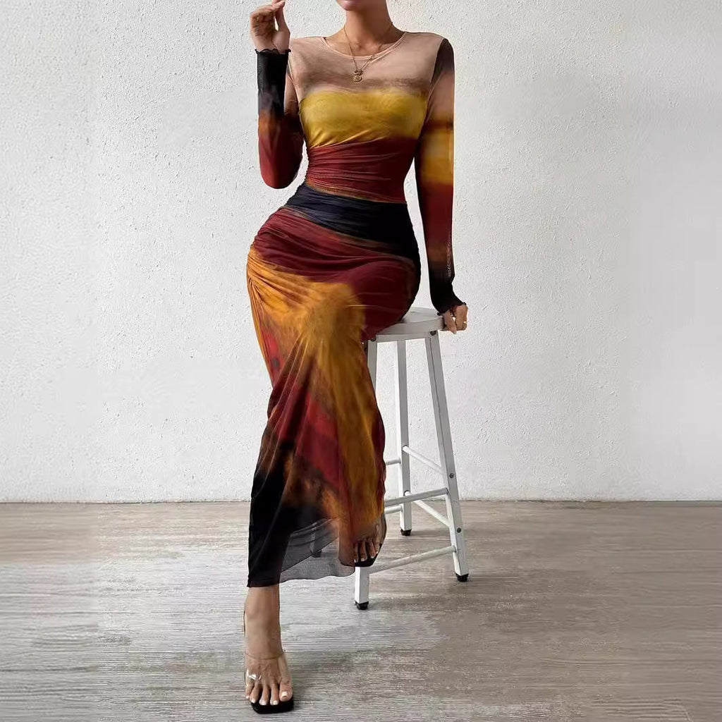Women's Color-Block Dye-Effect Dress