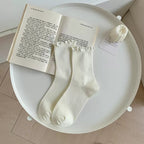 White Lace Socks Mid-calf Thin Mary Jane Shoes Scalloped Socks Versatile