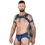 Mr S Leather Neoprene Bulldog Harness | Cobalt Blue