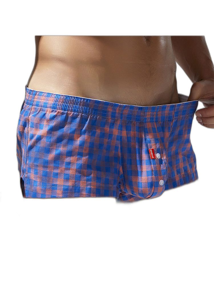Men's Low-Rise Plaid Sexy Pouch Boxers