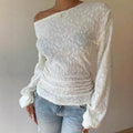 Women's Fashionable Sheer Lace Blouse With Long Sleeves