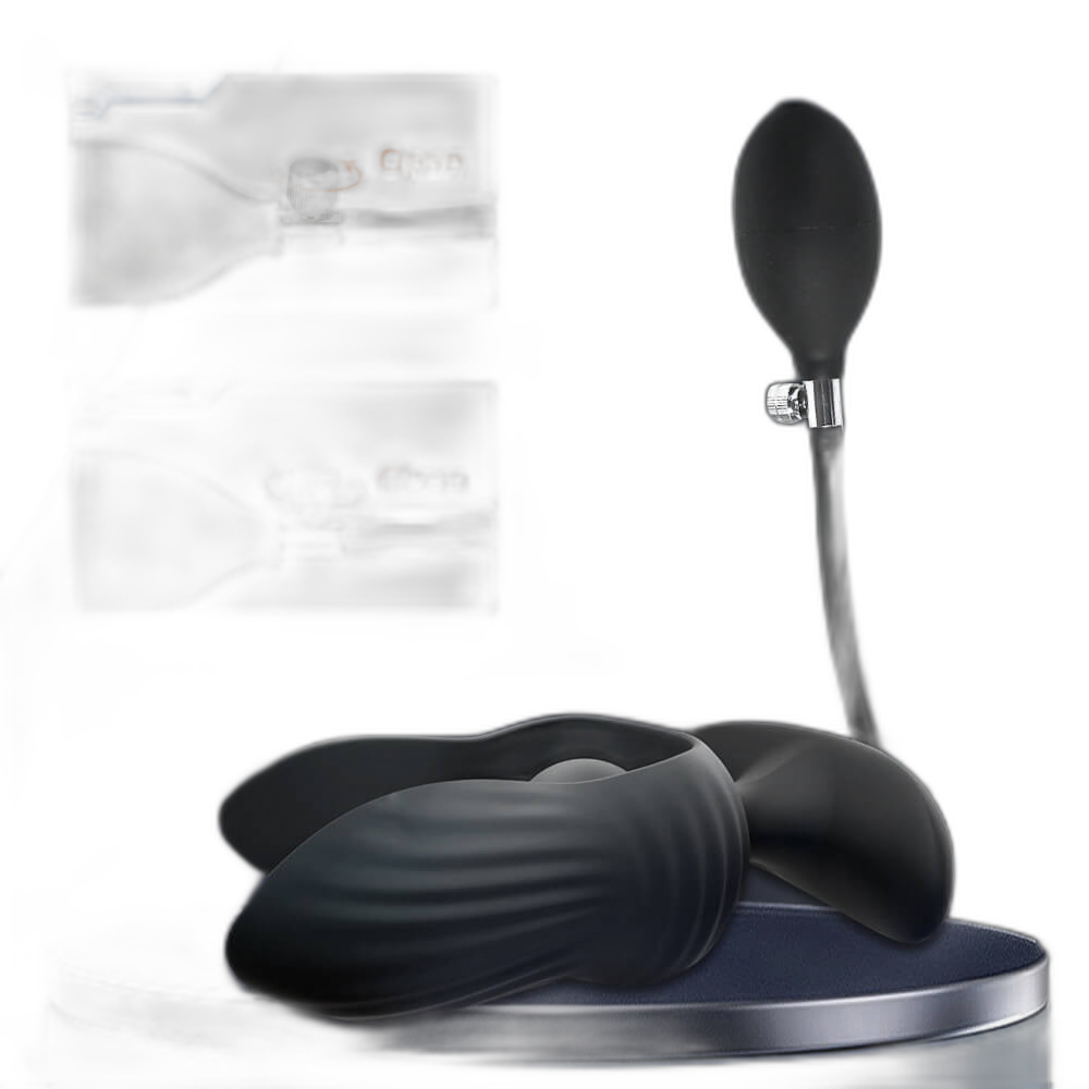 Petal - Inflatable Vibrating Butt Plug - Black Anal Dilator