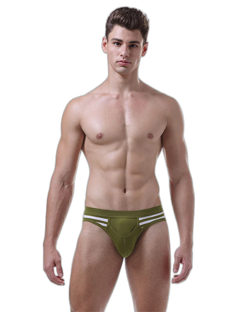 3 Pack Men's Mid-Rise Cotton Striped Briefs