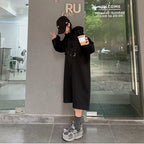 Stylish Women's Loose-fit Laid-back Hoodie Dress