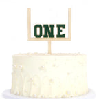 BEADED Wood and Acrylic Football 1st Birthday Cake Topper – First Year Down & Rookie of the Year Decor