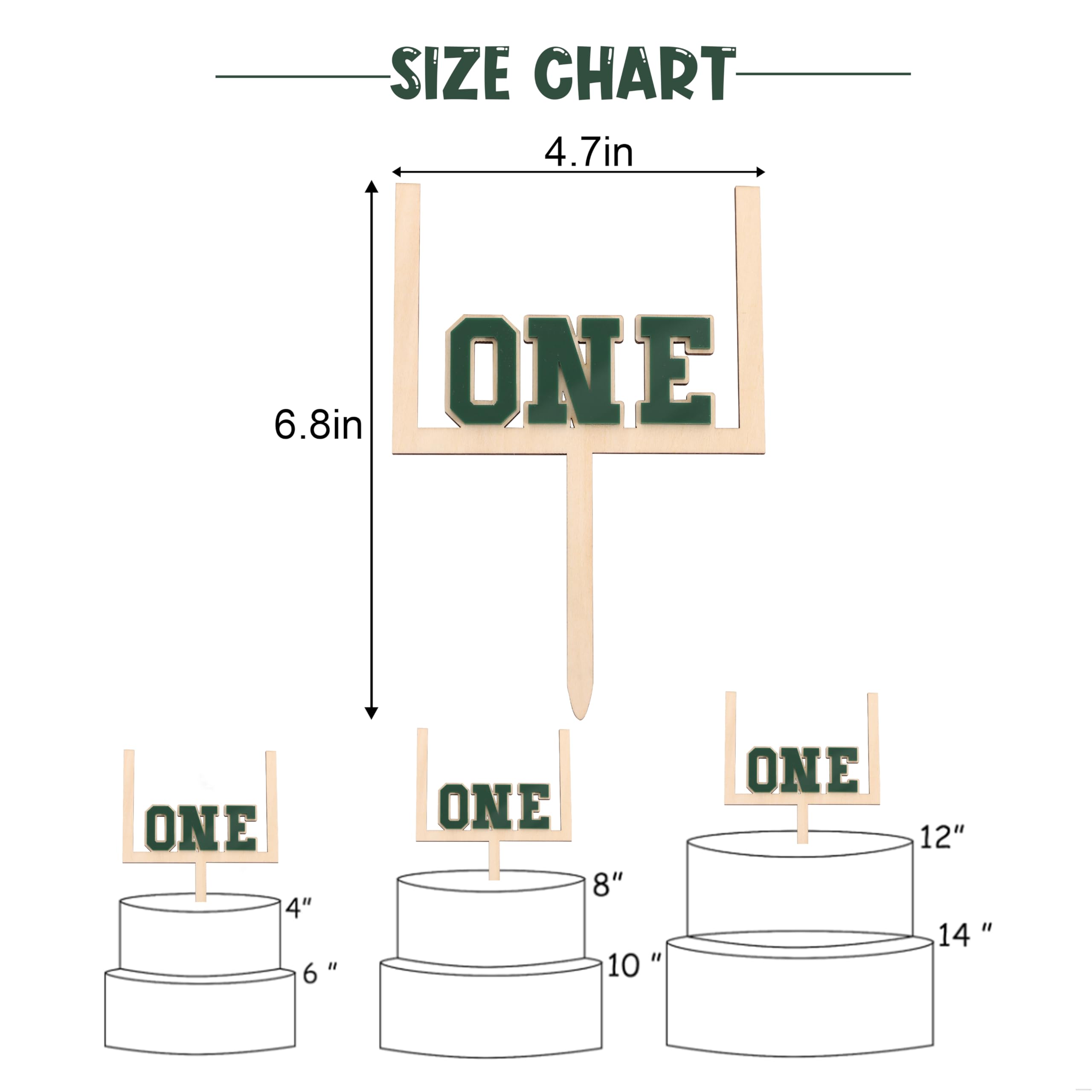 BEADED Wood and Acrylic Football 1st Birthday Cake Topper – First Year Down & Rookie of the Year Decor