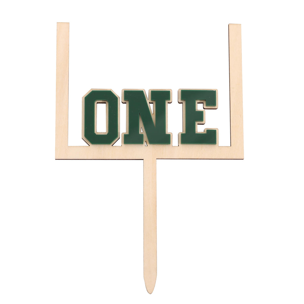 BEADED Wood and Acrylic Football 1st Birthday Cake Topper – First Year Down & Rookie of the Year Decor
