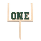 BEADED Wood and Acrylic Football 1st Birthday Cake Topper – First Year Down & Rookie of the Year Decor