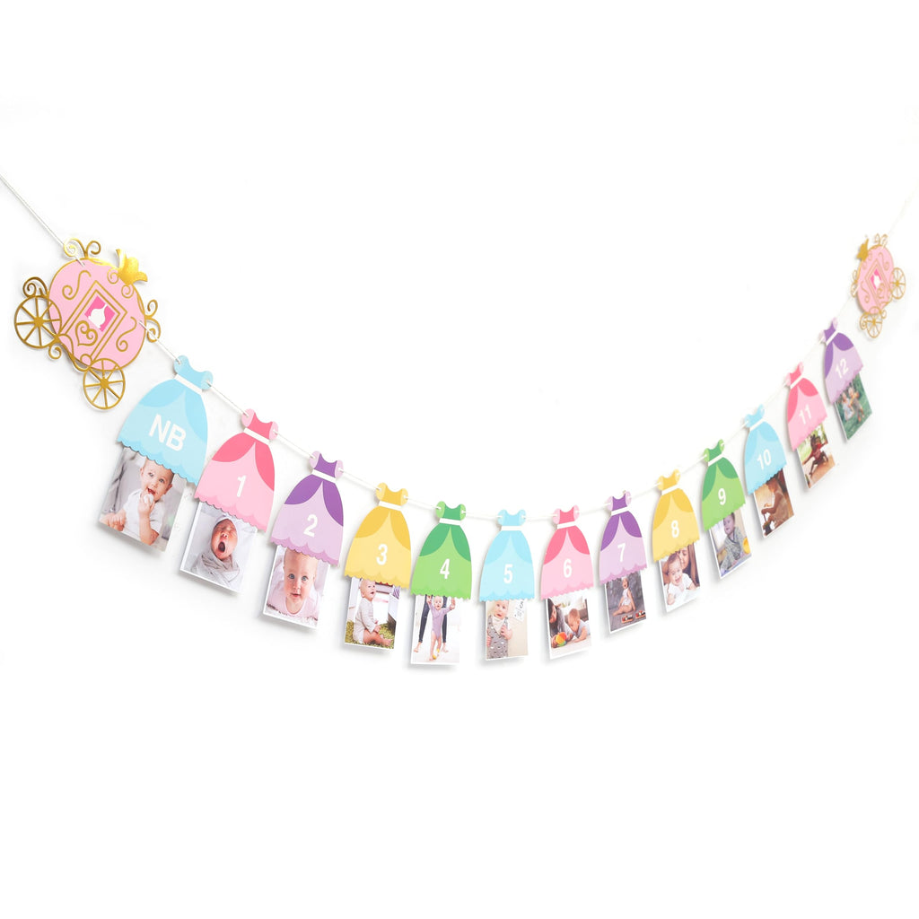 BEADED Princess 12 Month Photo Banner – First Birthday Decorations & Photo Prop