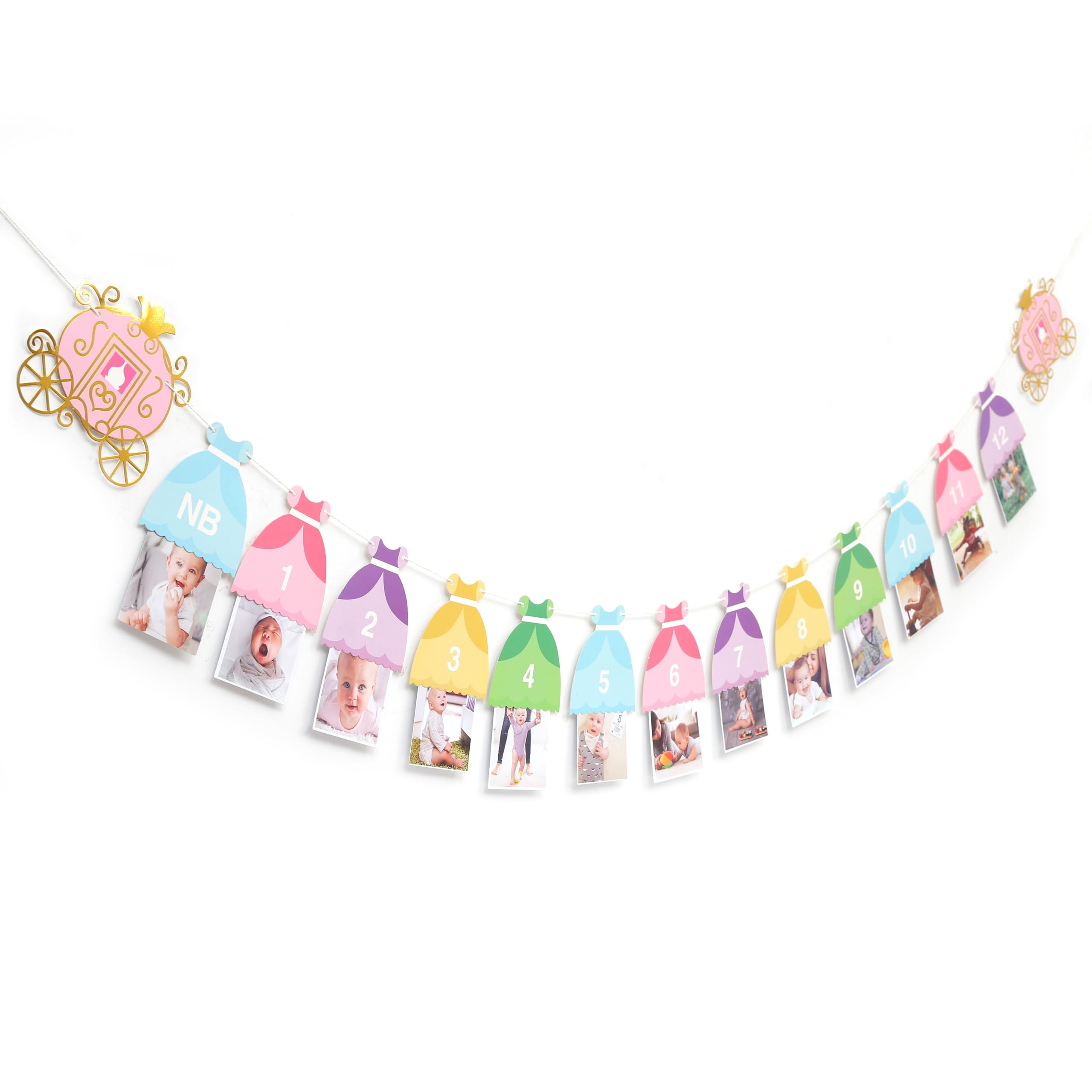 BEADED Princess 12 Month Photo Banner – First Birthday Decorations & Photo Prop