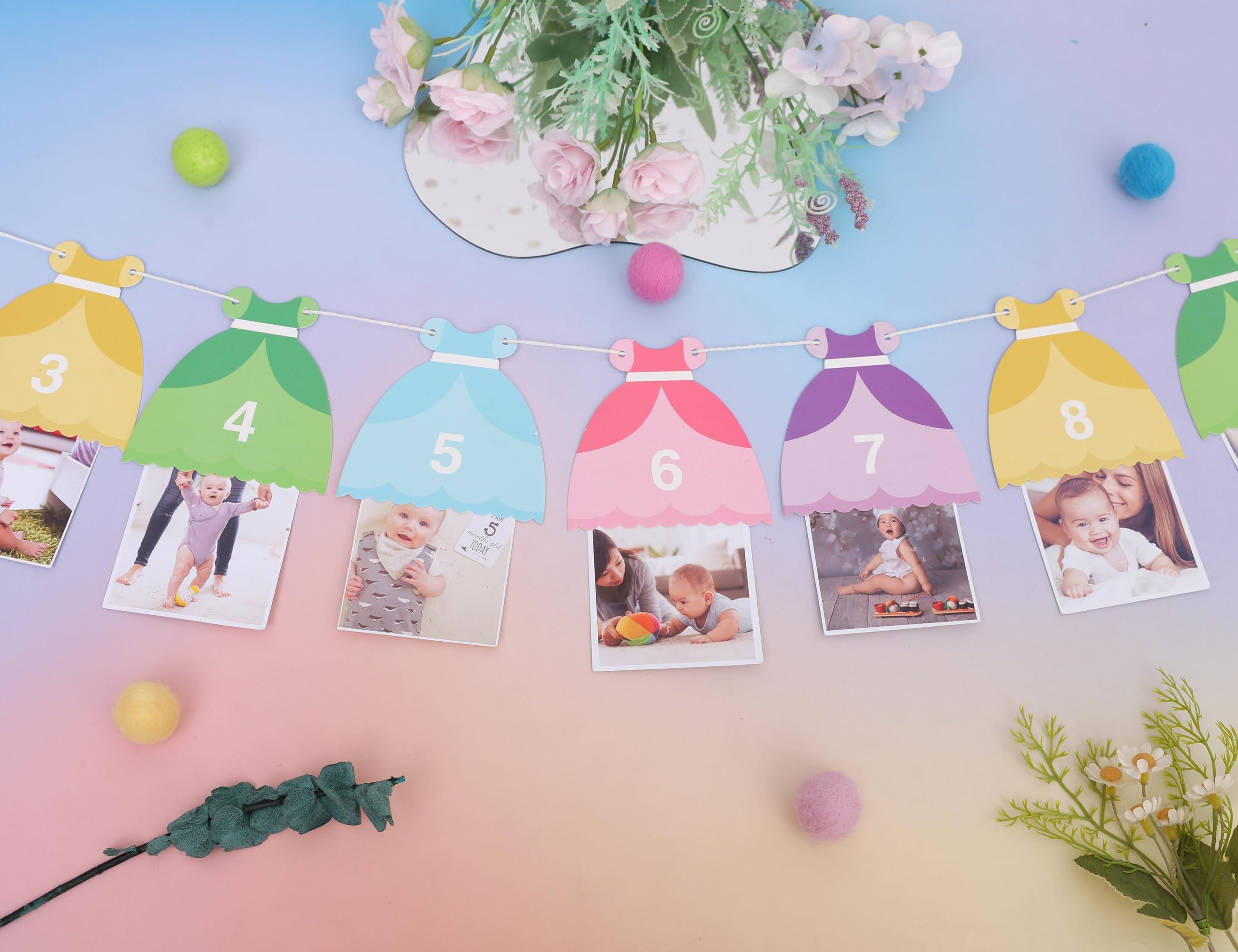 BEADED Princess 12 Month Photo Banner – First Birthday Decorations & Photo Prop