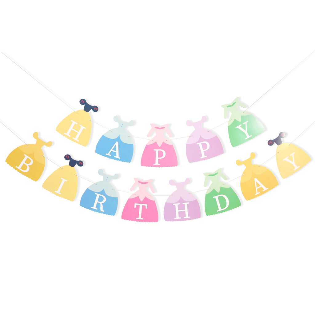 BEADED Princess Dress Happy Birthday Banner – Princess Party Decorations, First Birthday Bunting, Photo Prop (Princess-1)