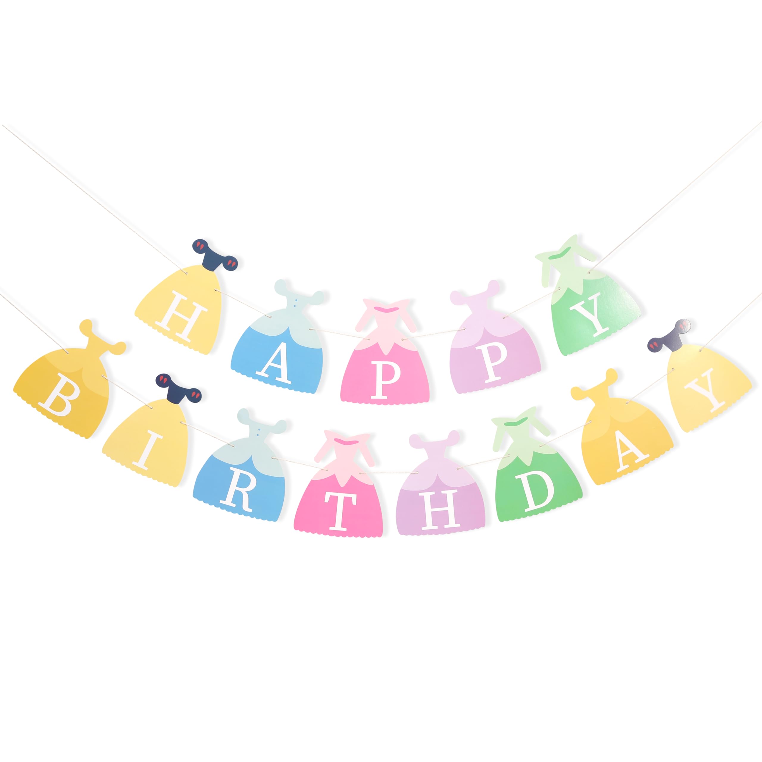 BEADED Princess Dress Happy Birthday Banner – Princess Party Decorations, First Birthday Bunting, Photo Prop (Princess-1)