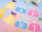 BEADED Princess Dress Happy Birthday Banner – Princess Party Decorations, First Birthday Bunting, Photo Prop (Princess-1)