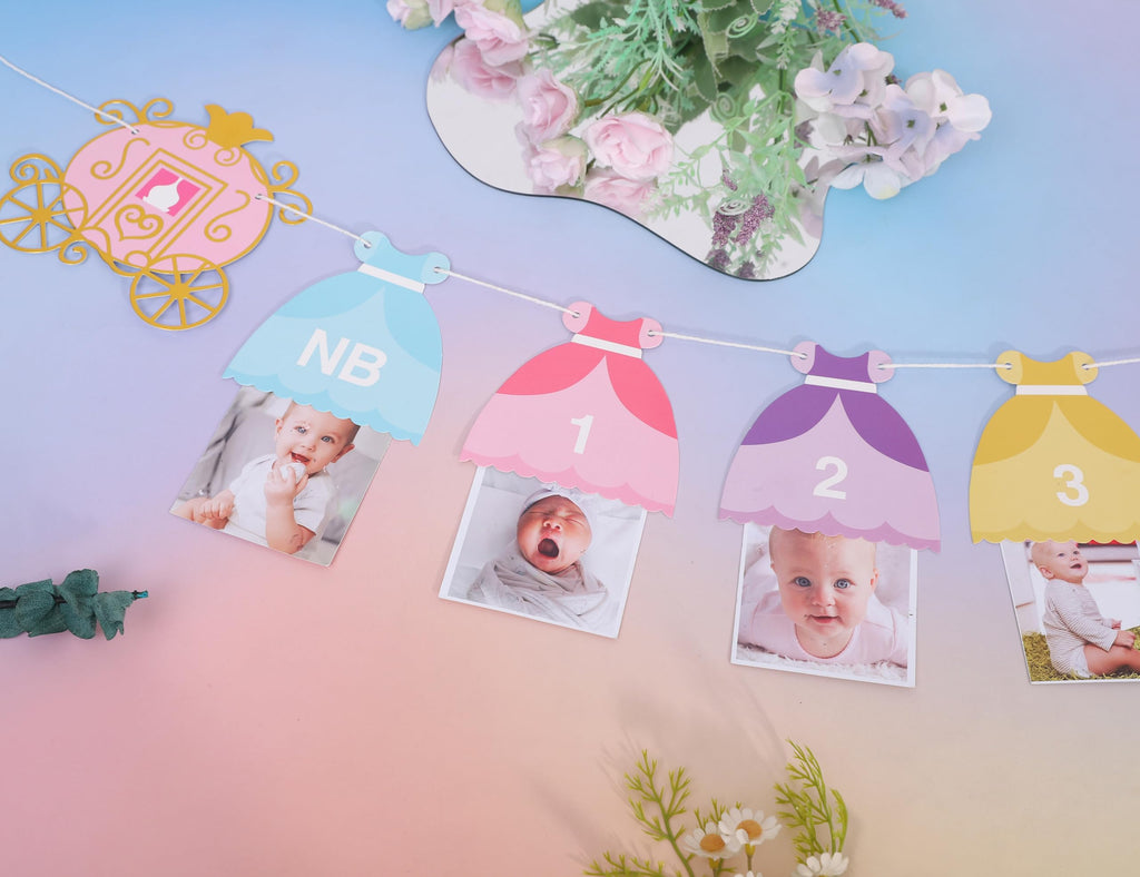 BEADED Princess 12 Month Photo Banner – First Birthday Decorations & Photo Prop