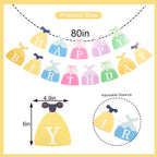 BEADED Princess Dress Happy Birthday Banner – Princess Party Decorations, First Birthday Bunting, Photo Prop (Princess-1)