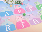 BEADED Princess Dress Happy Birthday Banner – Princess Party Decorations, First Birthday Bunting, Photo Prop (Princess-1)