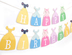 BEADED Princess Dress Happy Birthday Banner – Princess Party Decorations, First Birthday Bunting, Photo Prop (Princess-1)