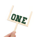 BEADED Wood and Acrylic Football 1st Birthday Cake Topper – First Year Down & Rookie of the Year Decor