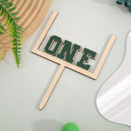 BEADED Wood and Acrylic Football 1st Birthday Cake Topper – First Year Down & Rookie of the Year Decor