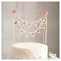 BEAIMUXI Happy Birthday Cake Topper – Ivory Cotton Banner with Pink Rose (Handmade)