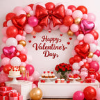 Beaumode Valentine’s Day Balloon Arch Kit — 137 Pcs Red Pink Rose Balloons & Heart Foil Balloons