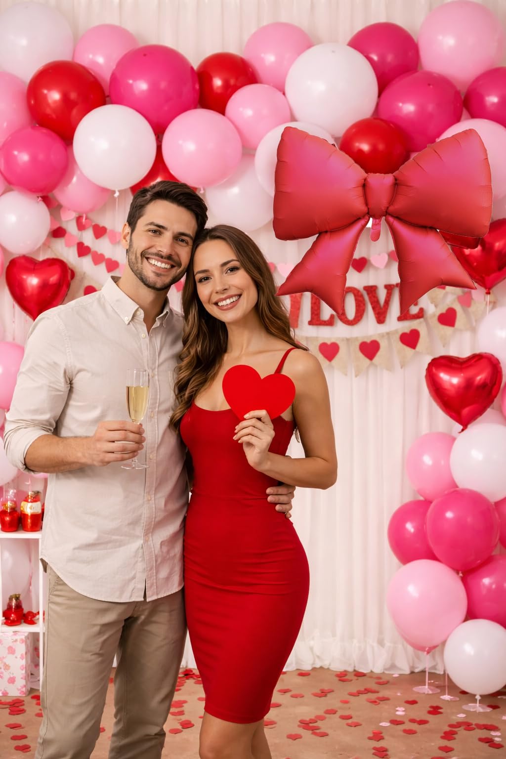 Beaumode Valentine’s Day Balloon Arch Kit — 137 Pcs Red Pink Rose Balloons & Heart Foil Balloons