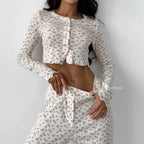 Women's Casual Printed Long-sleeve Top And Pants Set
