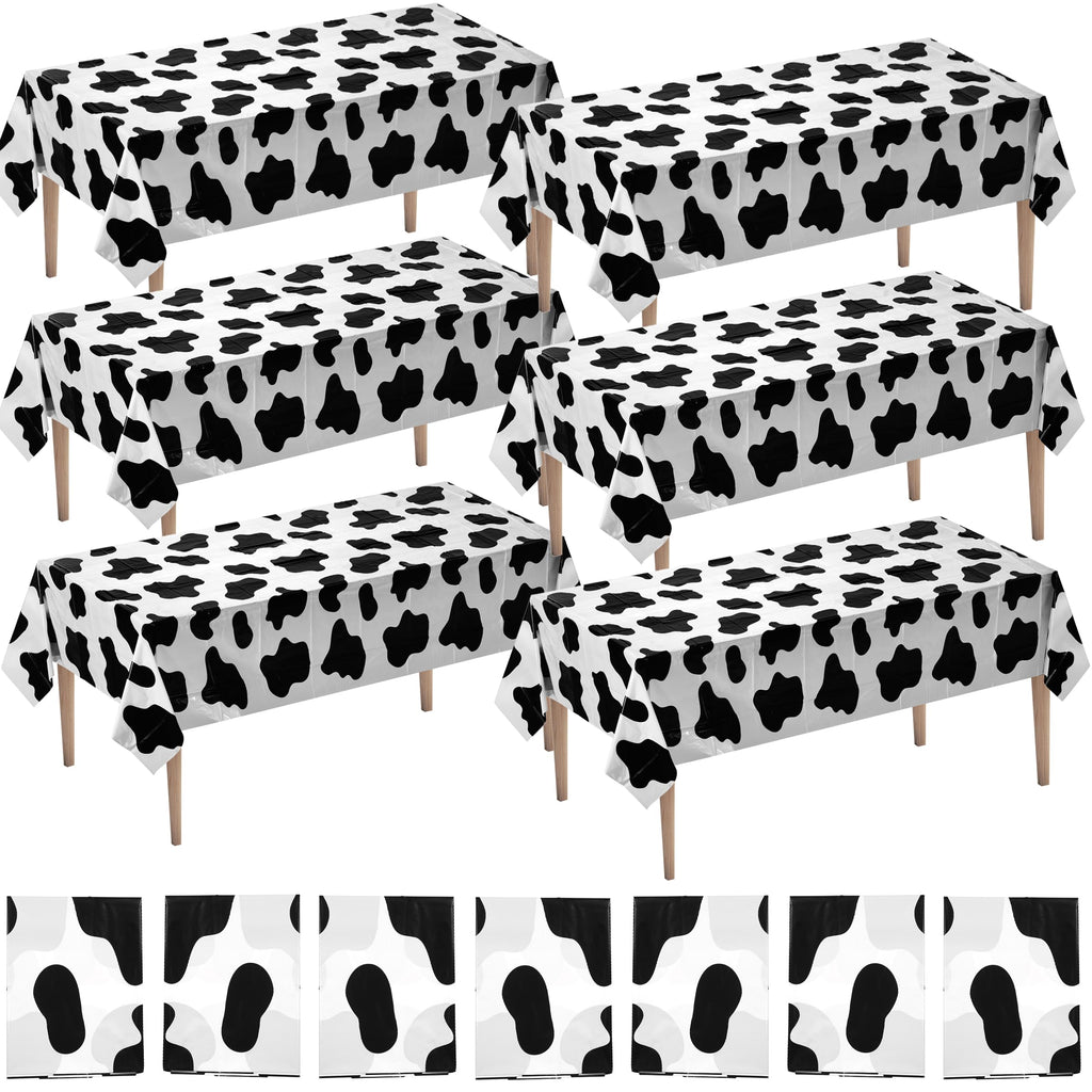 Bedwina Cow Print Tablecloths (Pack of 6) 54 x 72 in – Black & White Party Covers