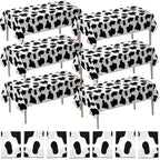 Bedwina Cow Print Tablecloths (Pack of 6) 54 x 72 in – Black & White Party Covers