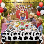 Bedwina Cow Print Tablecloths (Pack of 6) 54 x 72 in – Black & White Party Covers