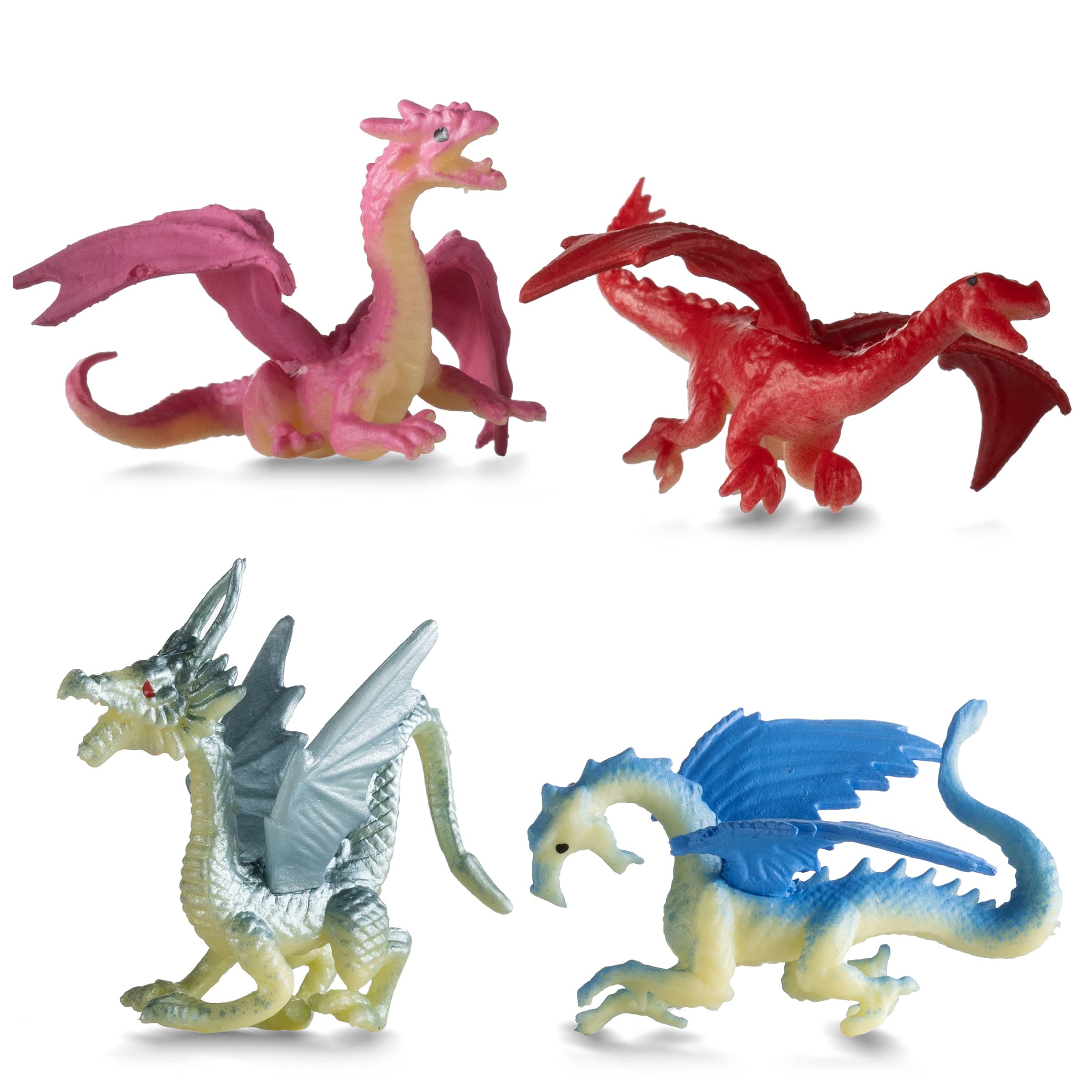 Bedwina Mini Dragon Toy Figures – Pack of 36, 2-Inch Assorted Dragons for Party Favors, Cupcake Toppers & Crafts