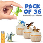 Bedwina Mini Dragon Toy Figures – Pack of 36, 2-Inch Assorted Dragons for Party Favors, Cupcake Toppers & Crafts