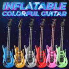 Bedwina 36in Inflatable Guitars with Strap - 12 Pack Neon Party Props