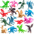 Bedwina Mini Dragon Toy Figures – Pack of 36, 2-Inch Assorted Dragons for Party Favors, Cupcake Toppers & Crafts