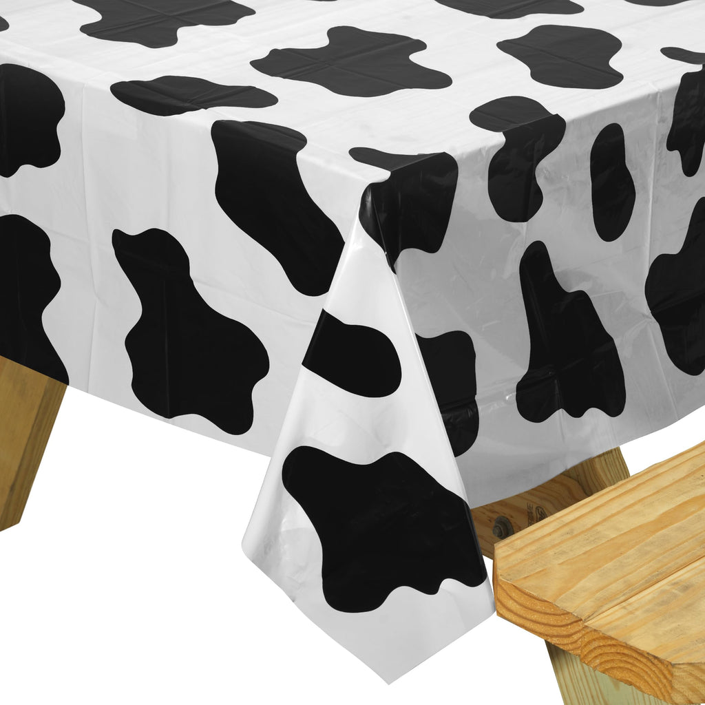 Bedwina Cow Print Tablecloths (Pack of 3) 54 x 72 in – Black and White Party Covers