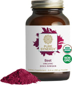 PURE SYNERGY Organic Beet Juice Powder | Pre-Workout Supplement (6.4 oz)