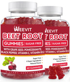 Rote-Bete-Gummibärchen, Stickoxid-Ergänzung für Männer und Frauen | Bio-Rote-Bete-Gummibärchen mit Traubenkern, Granatapfel, schwarzem Pfeffer, Vitamin C, B12