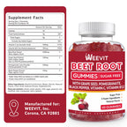 Rote-Bete-Gummibärchen, Stickoxid-Ergänzung für Männer und Frauen | Bio-Rote-Bete-Gummibärchen mit Traubenkern, Granatapfel, schwarzem Pfeffer, Vitamin C, B12