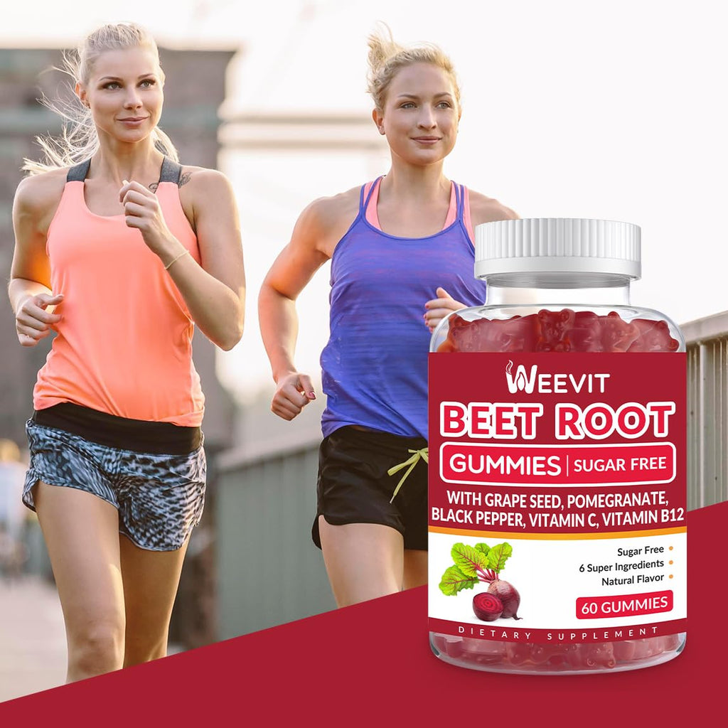 Rote-Bete-Gummibärchen, Stickoxid-Ergänzung für Männer und Frauen | Bio-Rote-Bete-Gummibärchen mit Traubenkern, Granatapfel, schwarzem Pfeffer, Vitamin C, B12