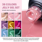 Beetles Jelly Gel Nail Polish Set – 53PCS, 36 Colors, Cat Eye Gel Kit with Glossy & Matte Top Coats