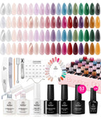 Beetles Jelly Gel Nail Polish Set – 53PCS, 36 Colors, Cat Eye Gel Kit with Glossy & Matte Top Coats